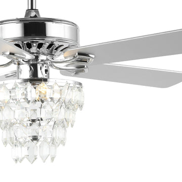 Mindy 52" Glam Modern Crystal Shade LED Ceiling Fan With Remote - JONATHAN Y